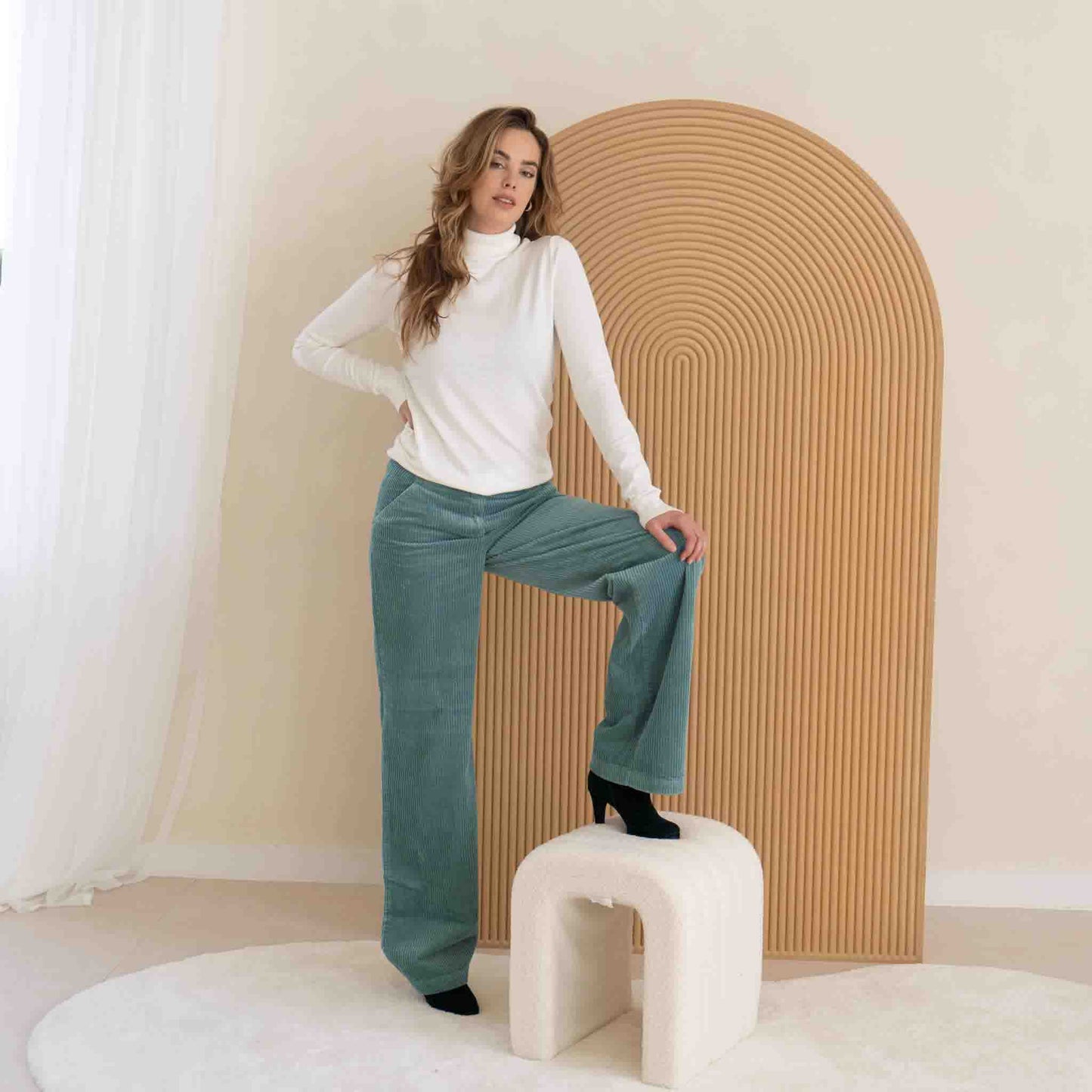 Bloomers Broek Marlene Cord Petrol | Tall