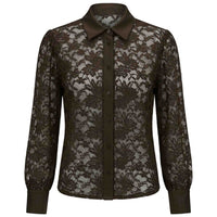 Tall Blouse lange vrouw Only M Kant Donkerbruin | voorzijde | Lange dames
