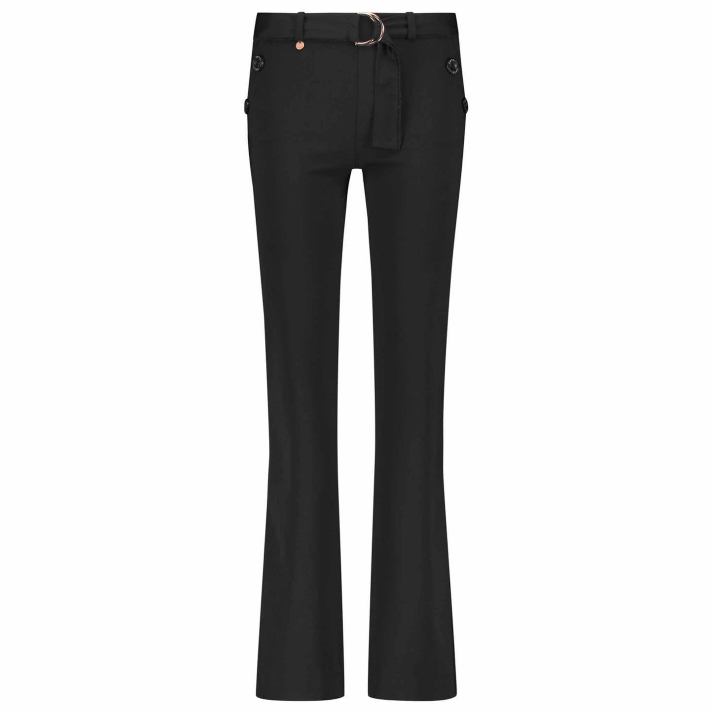 Zip73 Broek Flare Button Zwart lange vrouwen tall