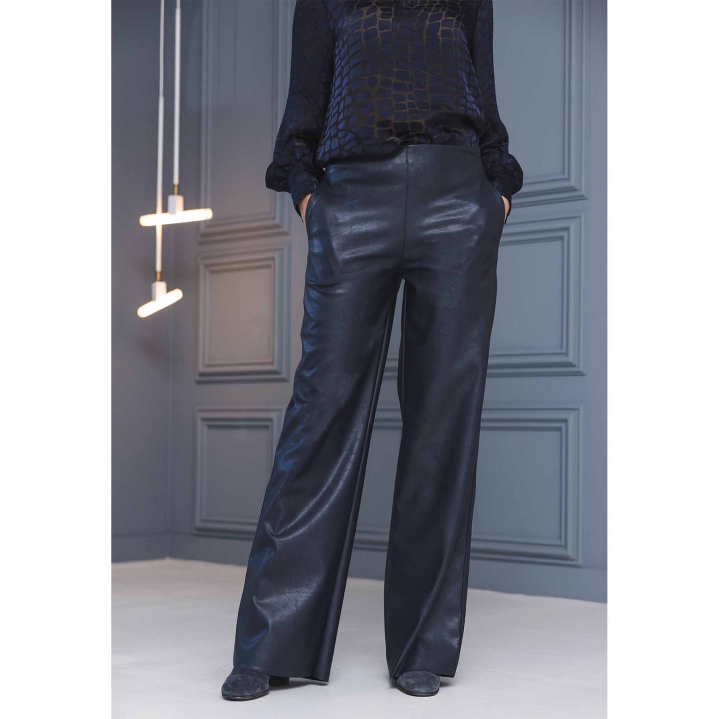 BR&DY Broek Olivia PU Blauw | Tall