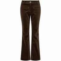 LongLady Broek Bobanne Velvet Bruin, tall kleding voor lange vrouwen voorzijde