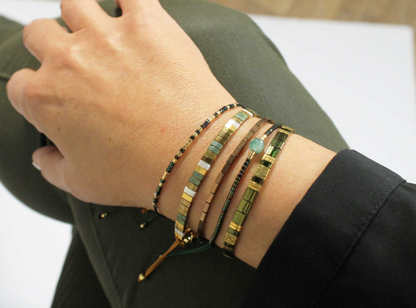 Armbandje Tila Kyoto smaragd | Tall