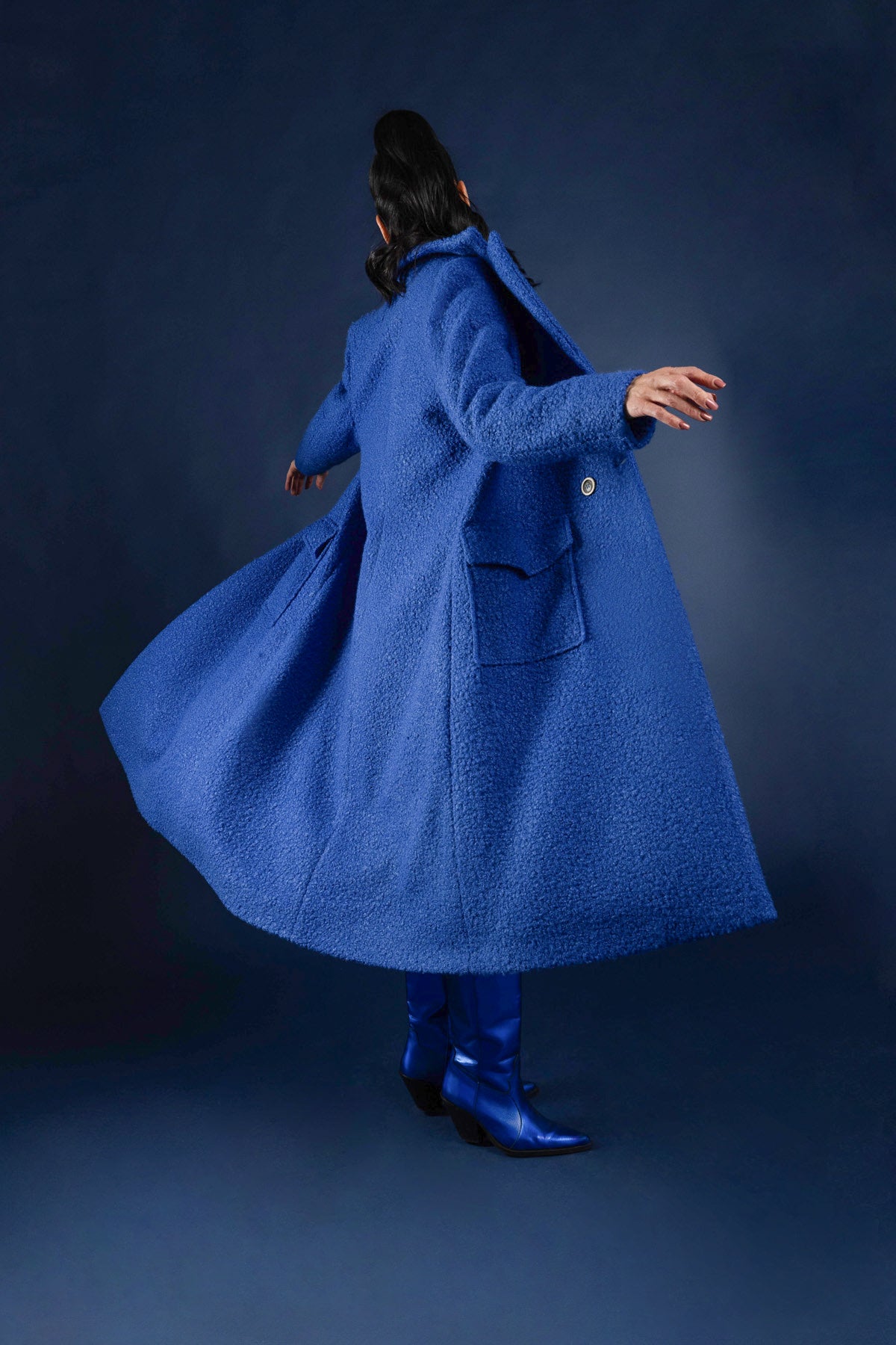 Tall Only-M Mantel Lanissimo Kobalt - lange vrouwen