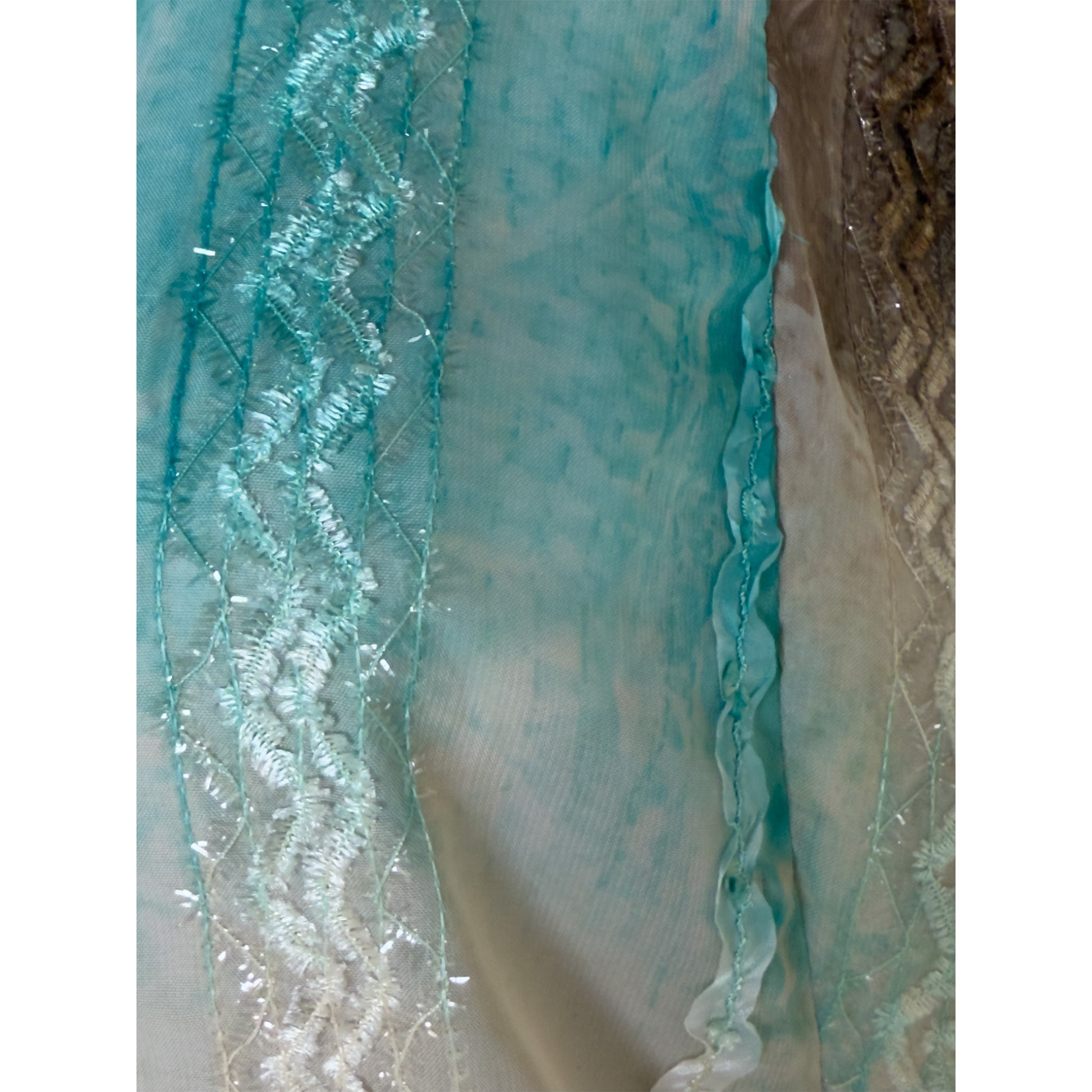 Tall Longlady Shirt Odit Lurex Aqua - lange vrouwen