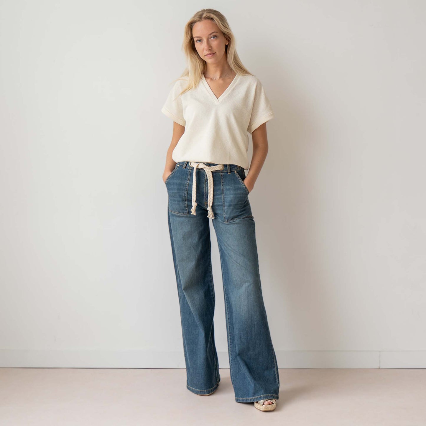 Tall Longlady Shirt Tinke Creme - lange vrouwen