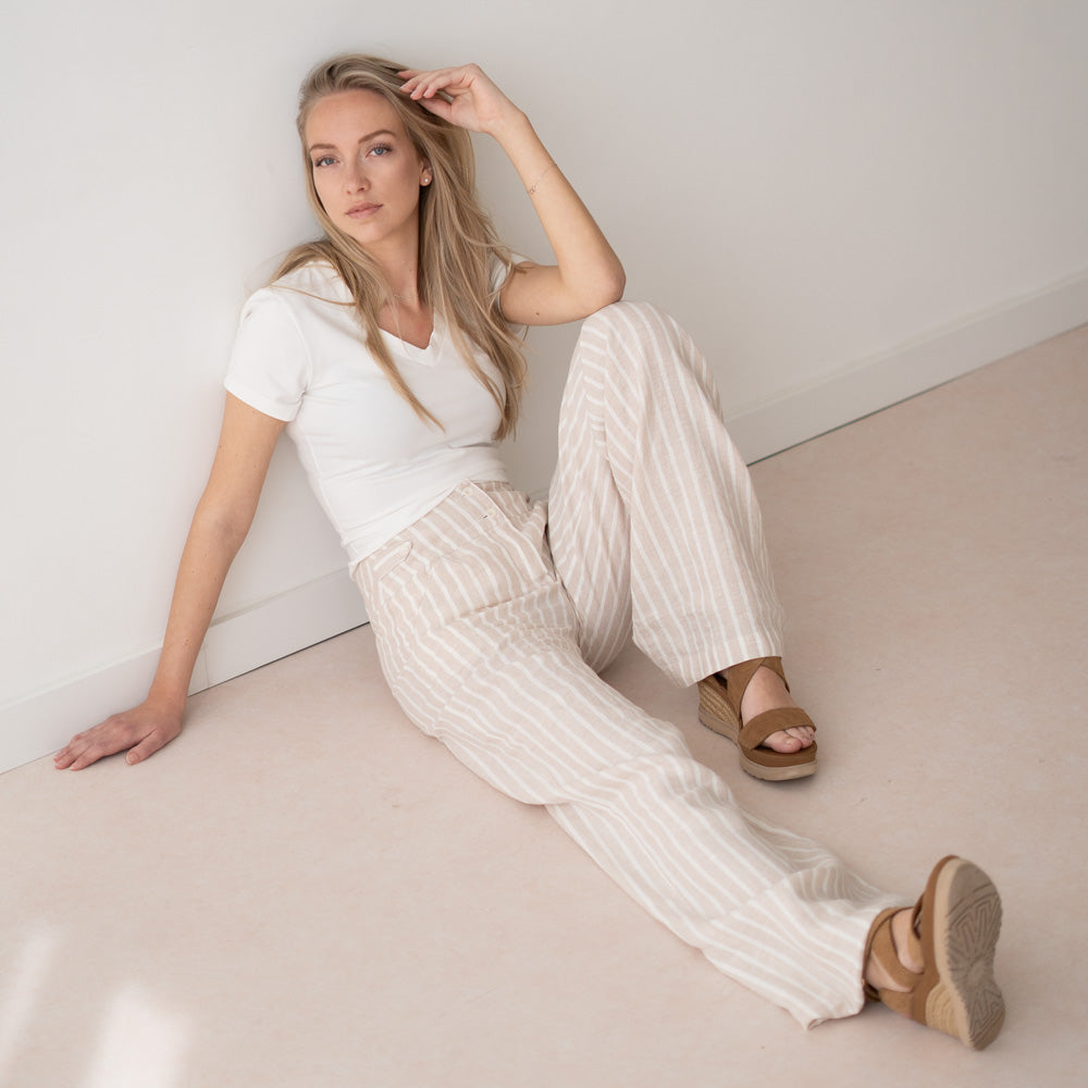 Bloomers Broek Marlene Linnen Streep | Tall