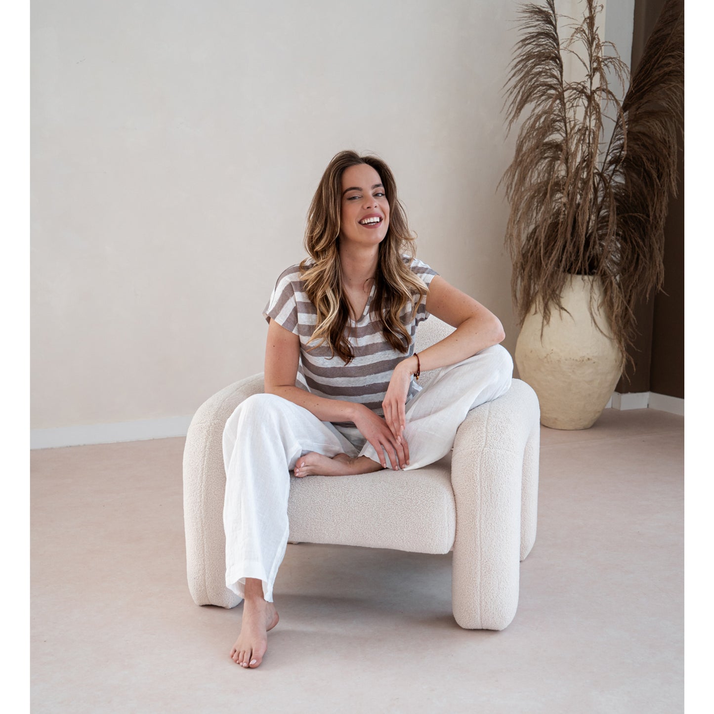 Only-M Shirt Shabby Righe Taupe