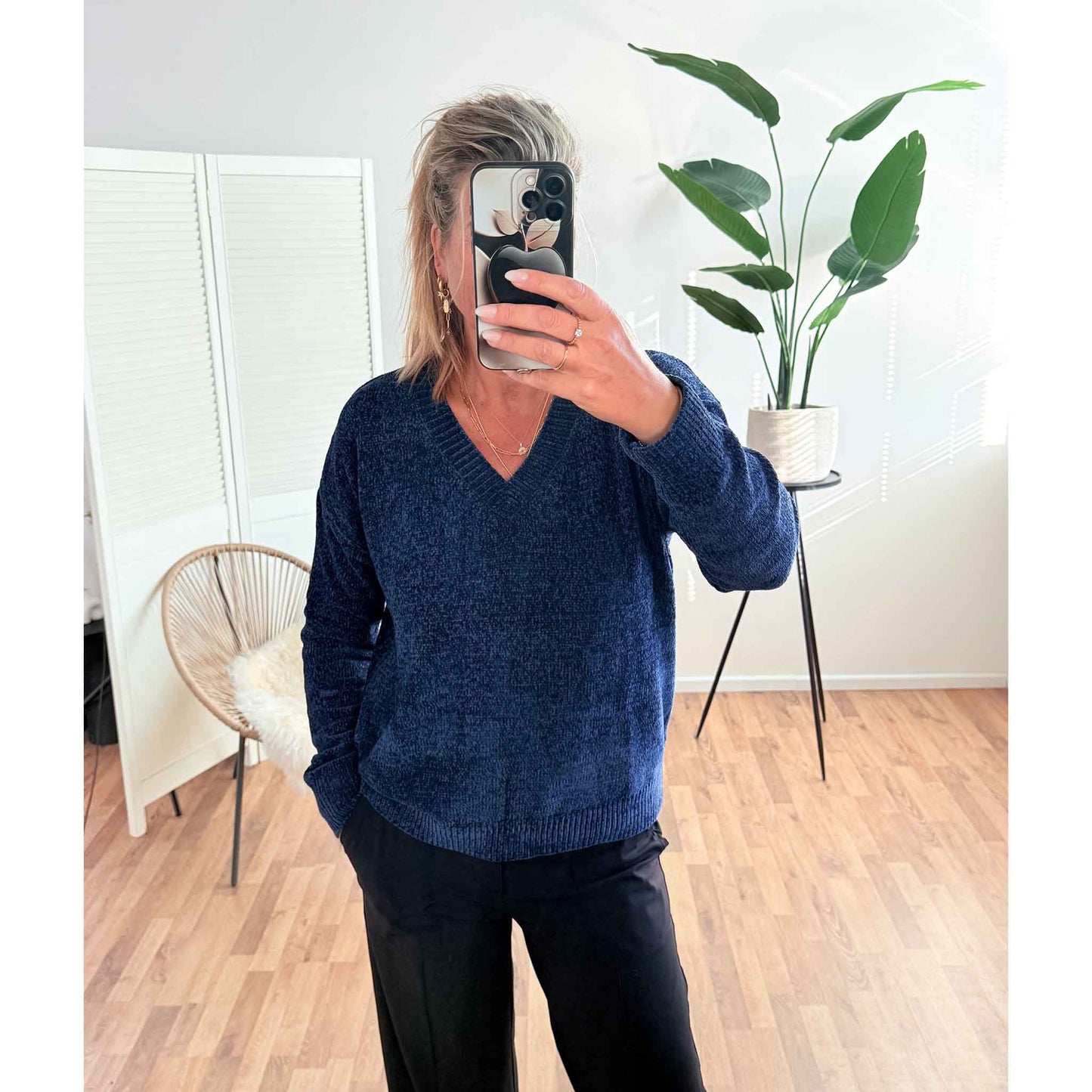 NED Trui Chenille Blauw | Tall