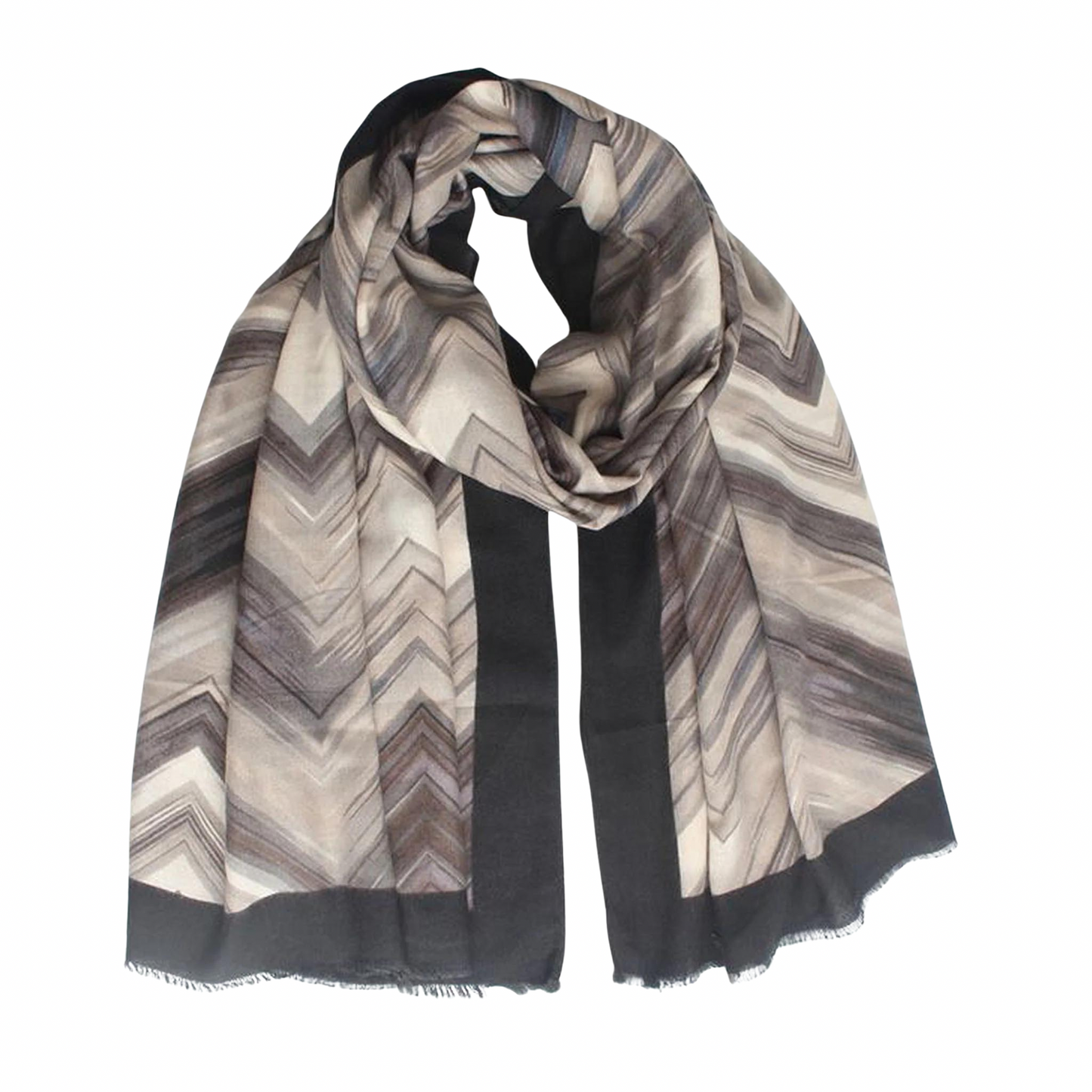 Tall Sjaal Zwart Creme Taupe - lange vrouwen