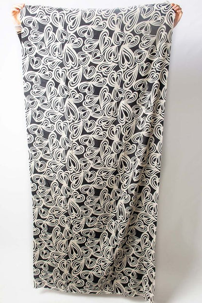 Sjaal Zwart Creme Hearts