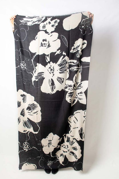 Sjaal Zwart Creme Flower