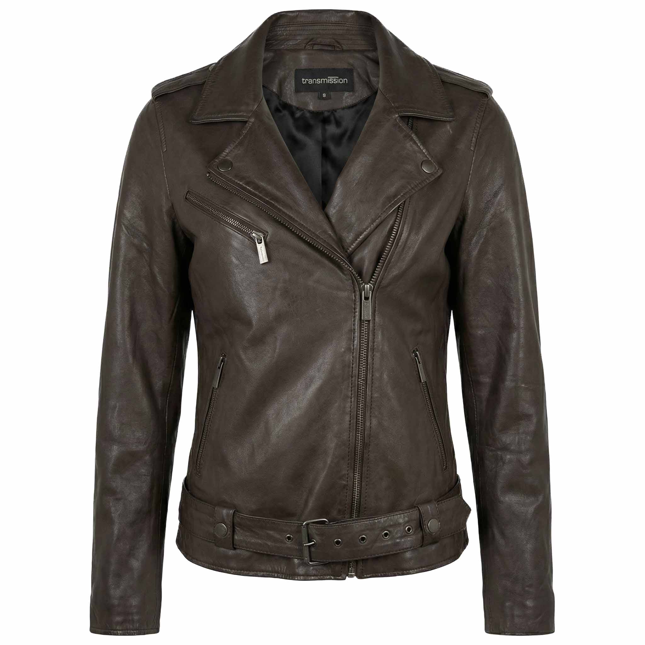 Transmission Bikerjack Leder Donkerbruin, tall kleding voor lange vrouwen