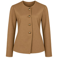 LongLady Blazer Casey Caramel, tall kleding voor lange vrouwen voorzijde