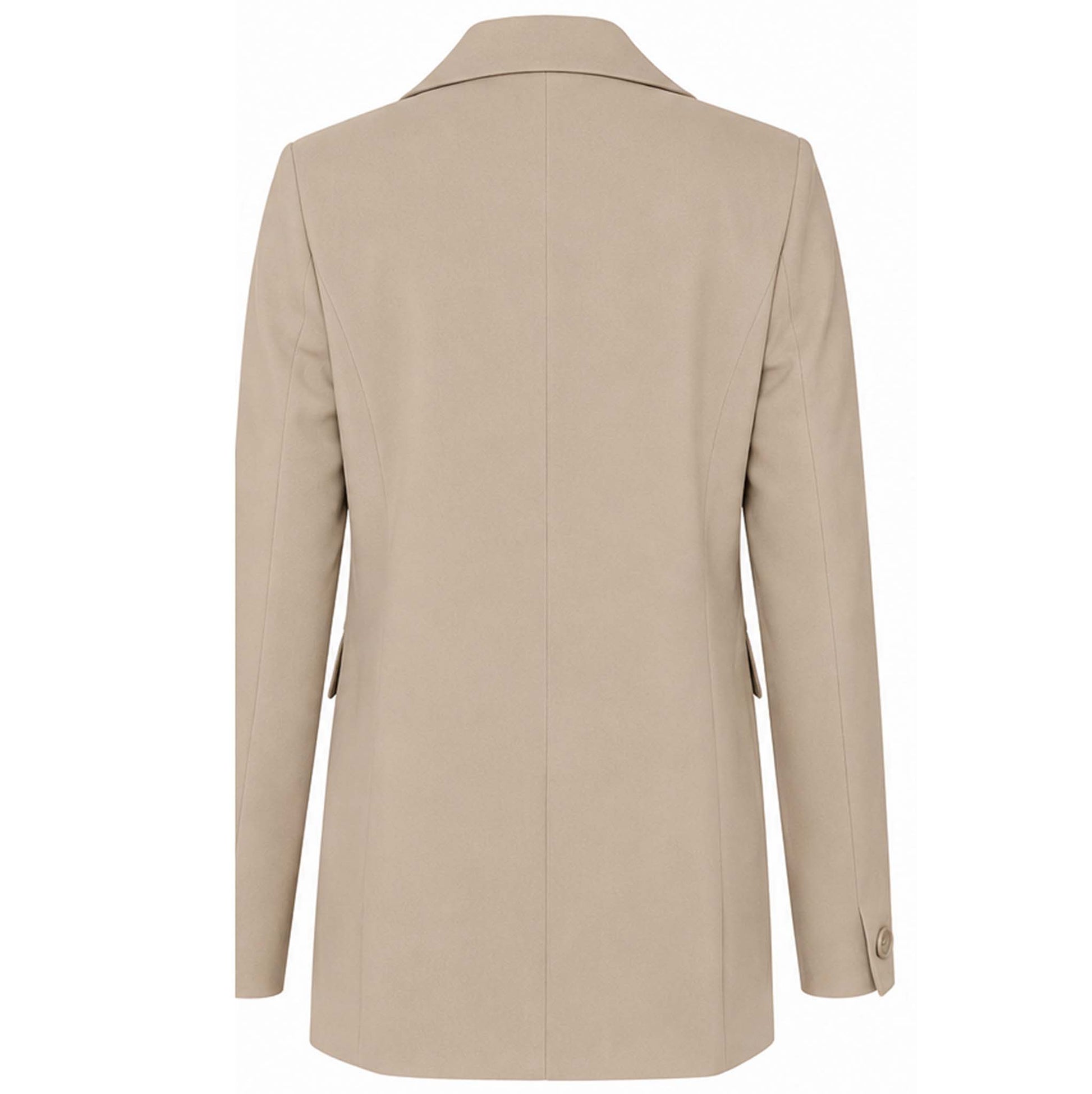 Lange vrouwen blazer Cathy Lichtbeige | achterkant | Tall blazers