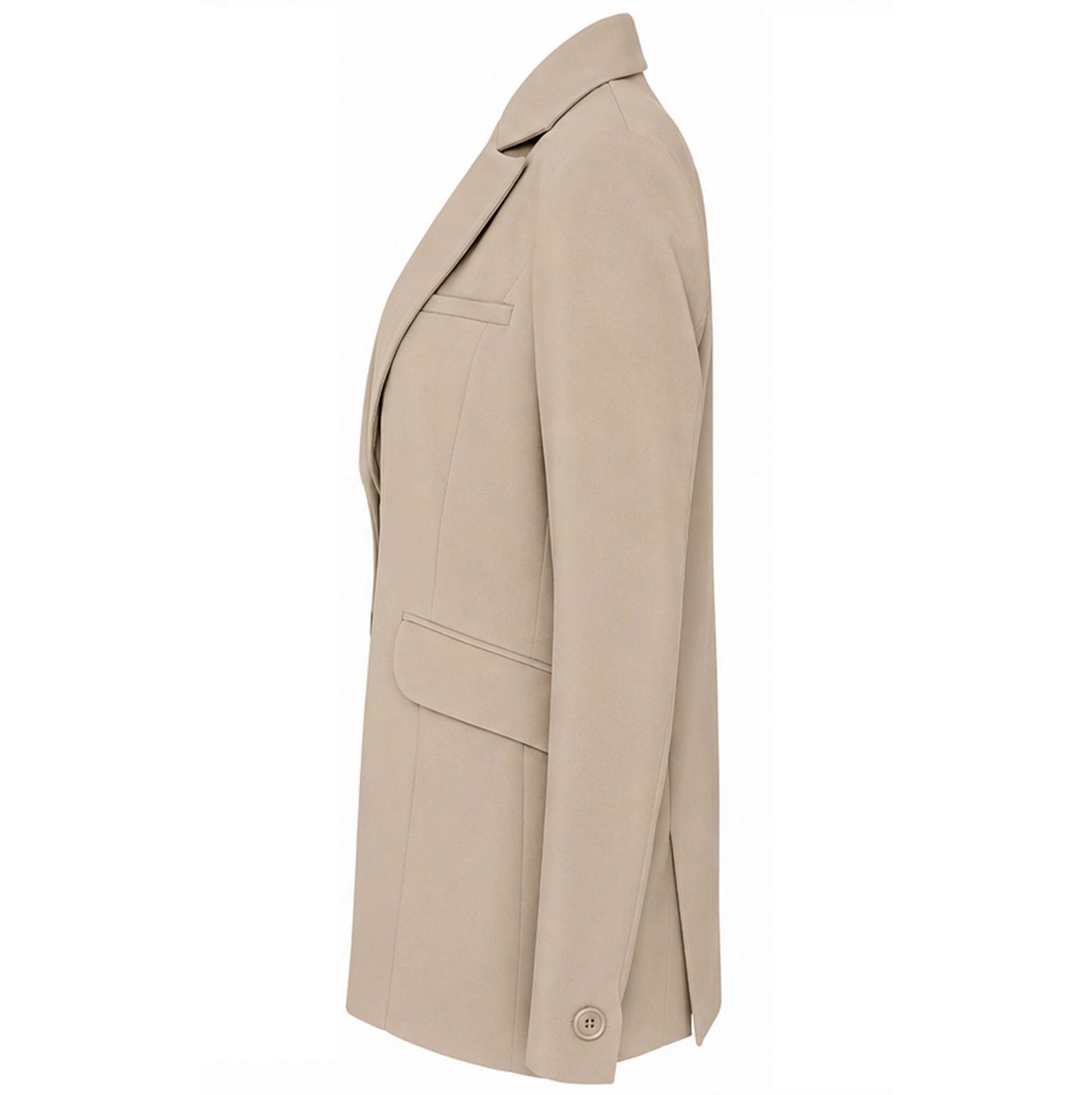 Lange vrouwen blazer Cathy Lichtbeige | zij aanzicht | Tall blazers