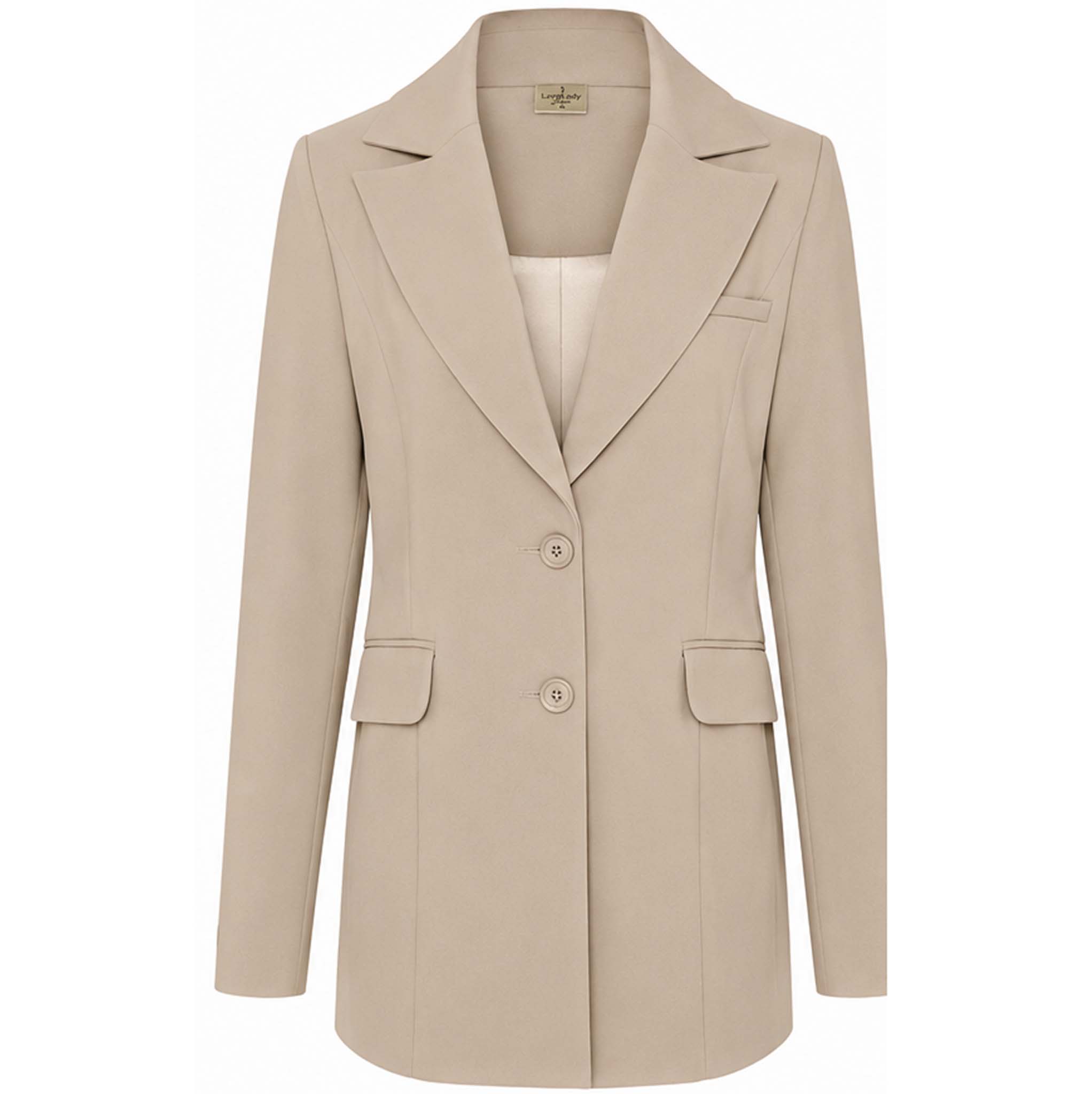 Lange vrouwen blazer Cathy Lichtbeige | voorzijde | Tall blazers