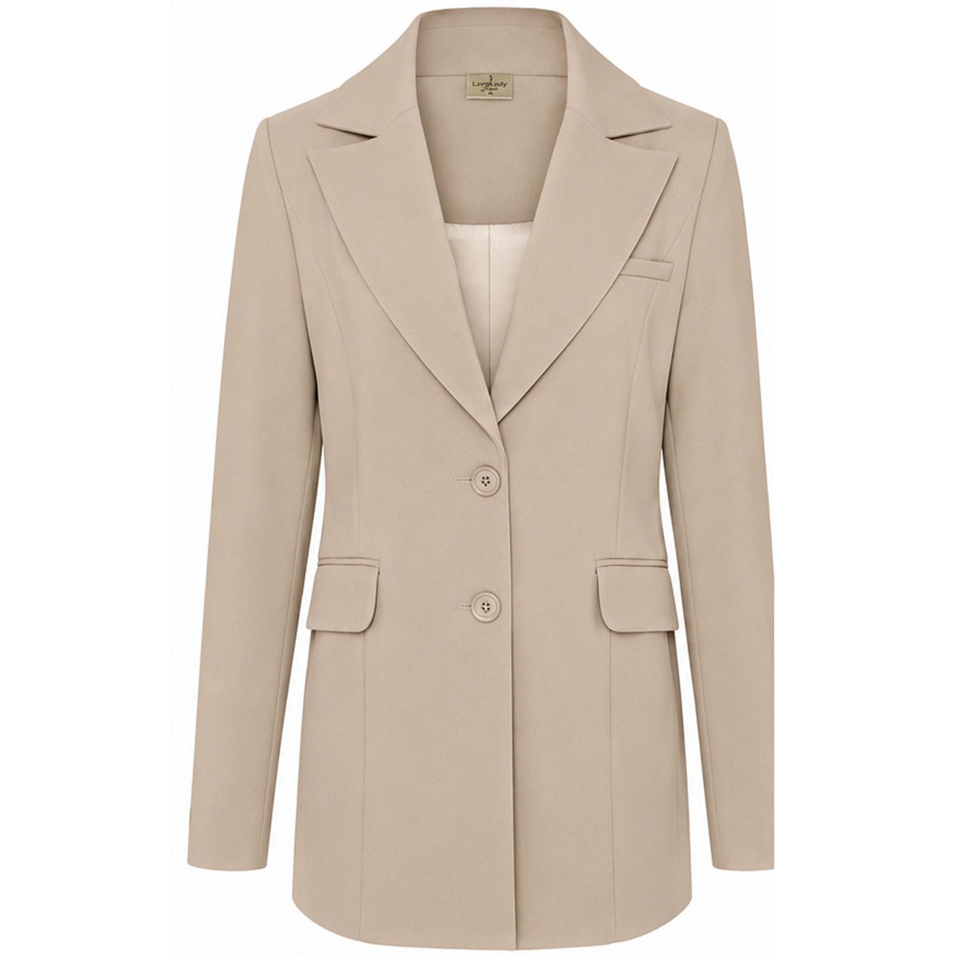 Lange vrouwen blazer Cathy Lichtbeige | voorzijde | Tall blazers