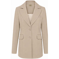 Lange vrouwen blazer Cathy Lichtbeige | voorzijde | Tall blazers