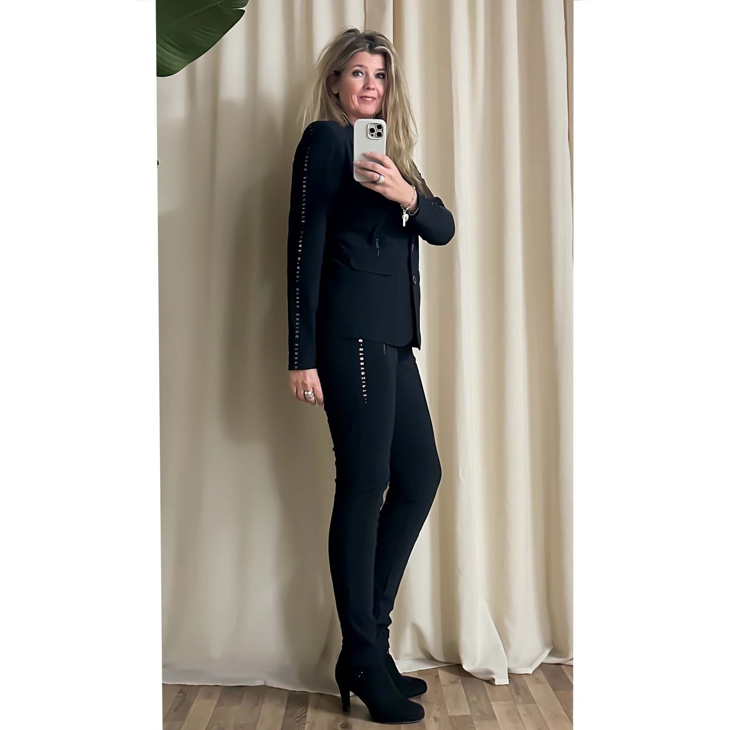 kleding lange vrouwen zip73 broek band heavy zwart