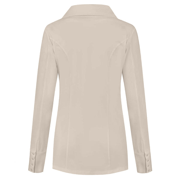 Only-M Blouse Sporty Lichtbeige, tall kleding voor lange dames, achteraanzicht