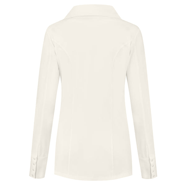 Only-M Blouse Sporty Offwhite, tall kleding voor lange dames, achteraanzicht