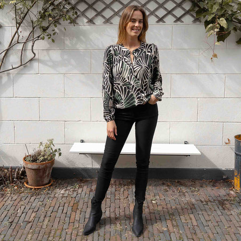 Smashed Lemon Blouse Zwart Groen, tall kleding voor lange vrouwen