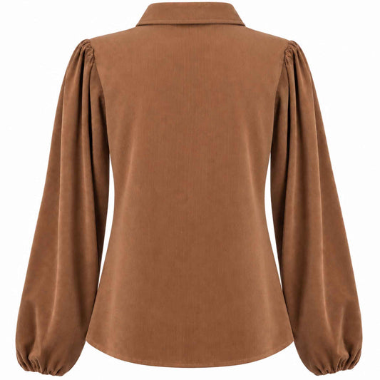 NED Blouse Mayliera Velvet Rib Bruin | Tall