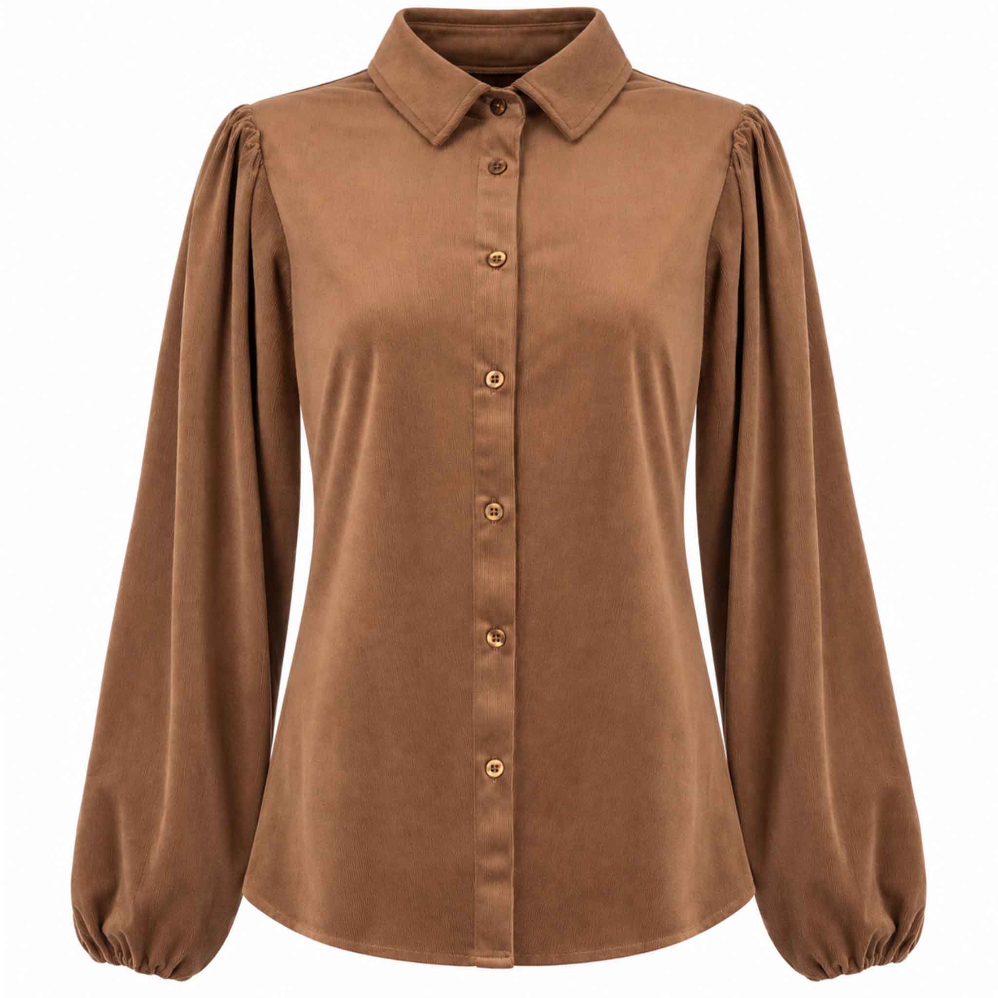 NED Blouse Mayliera Velvet Rib Bruin | Tall