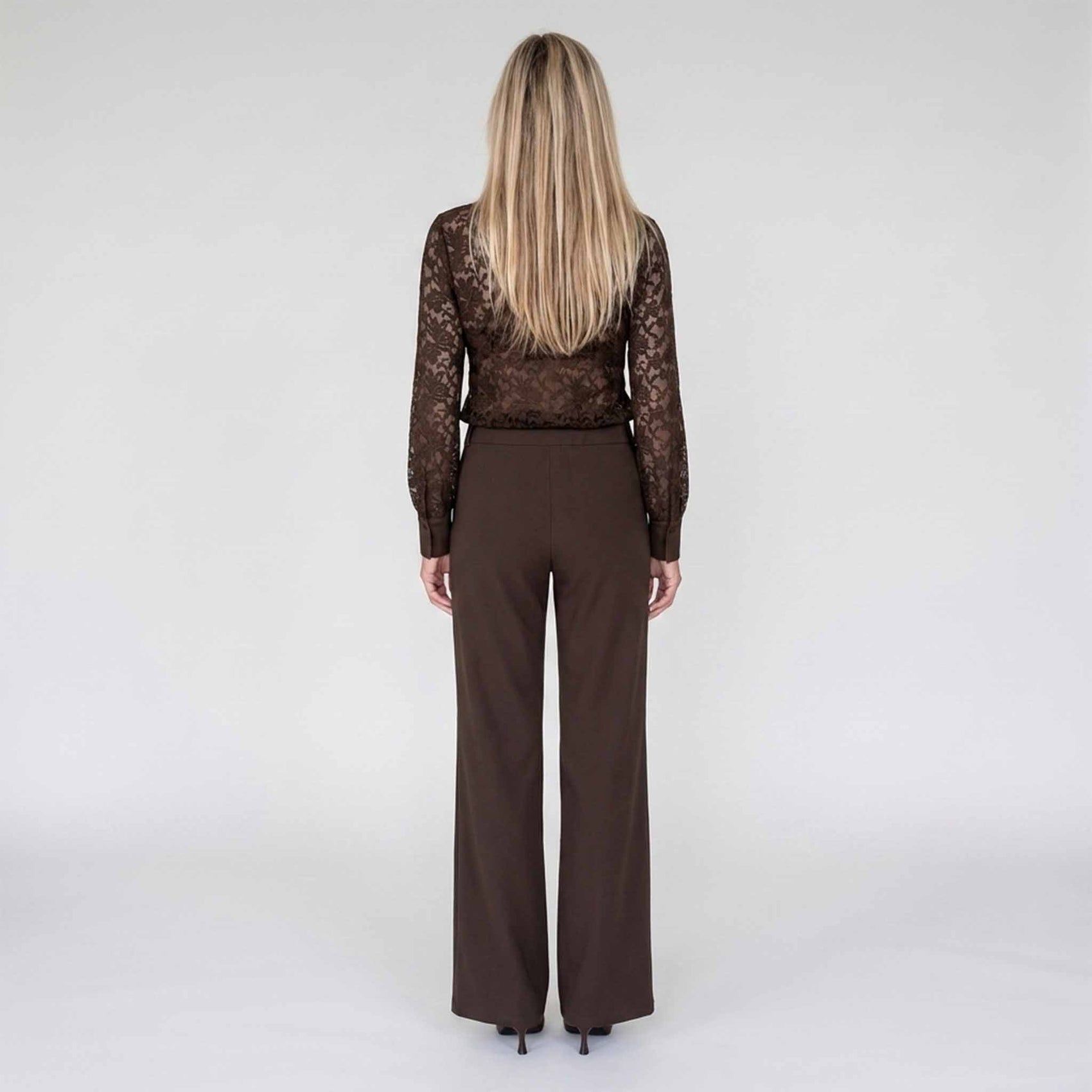 Only-M Broek Sporty Wijd Donkerbruin | Tall