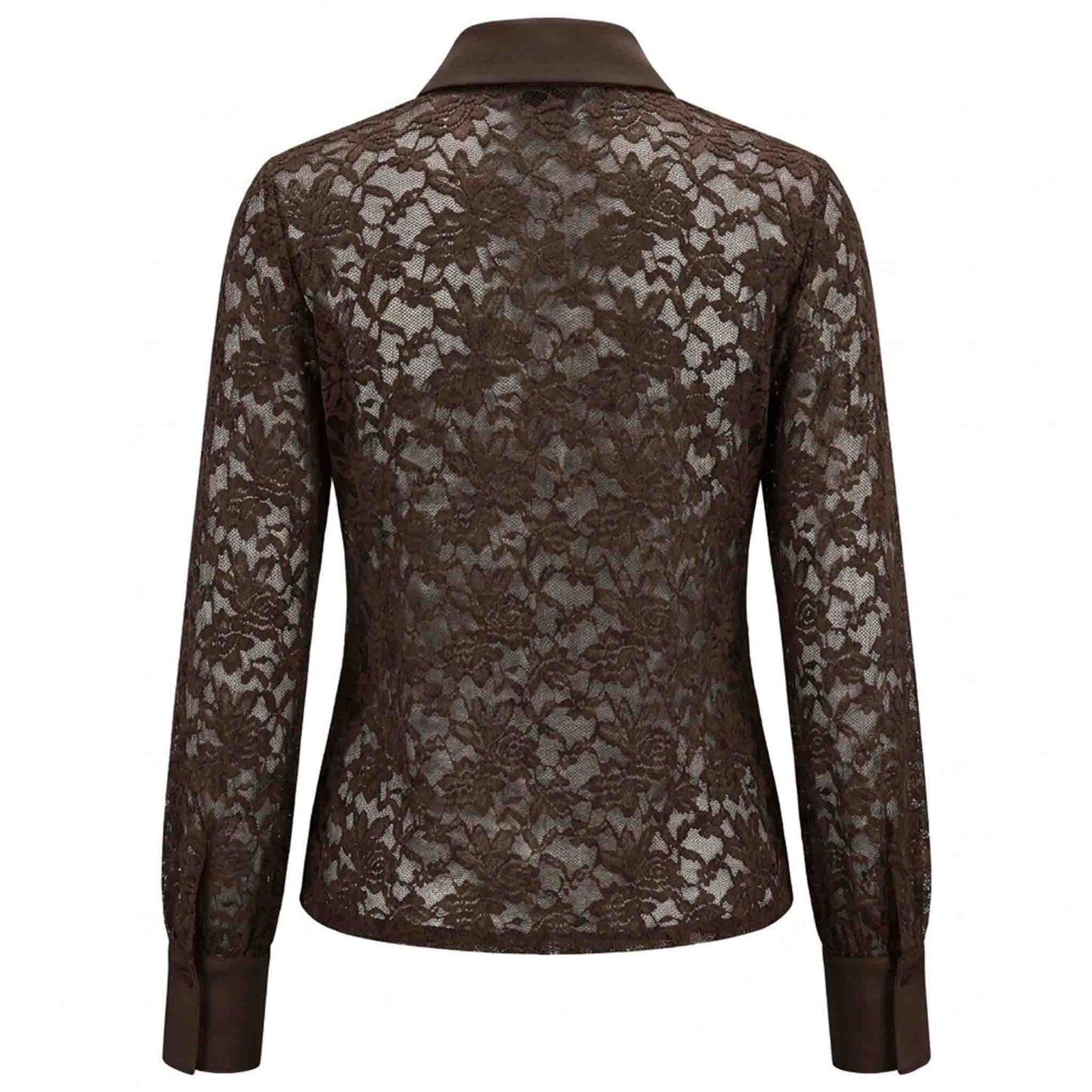 Tall Blouse lange vrouw Only M Kant Donkerbruin | achterzijde | Lange vrouwen