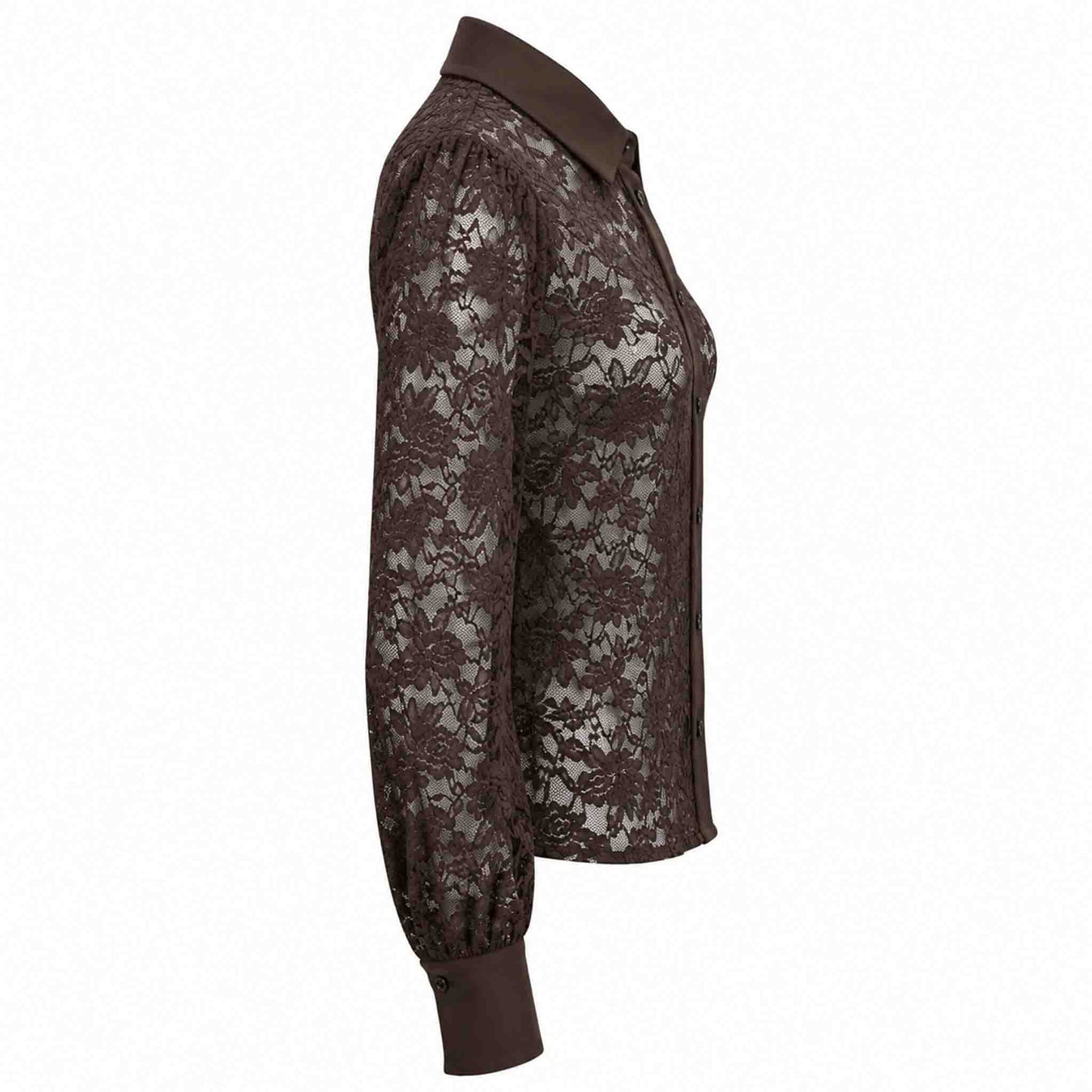 Only-M Blouse Kant Donkerbruin | Tall