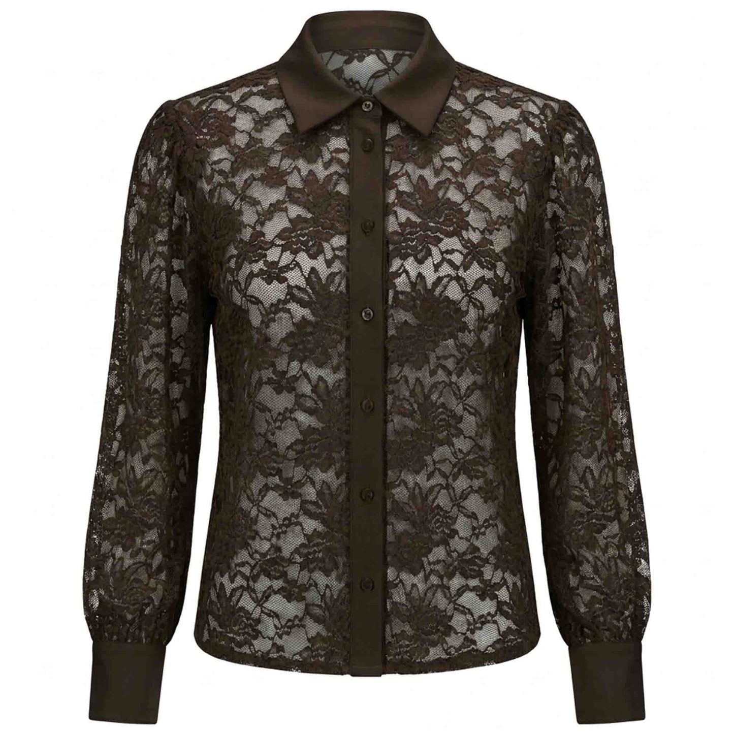 Tall Blouse lange vrouw Only M Kant Donkerbruin | voorzijde | Lange dames