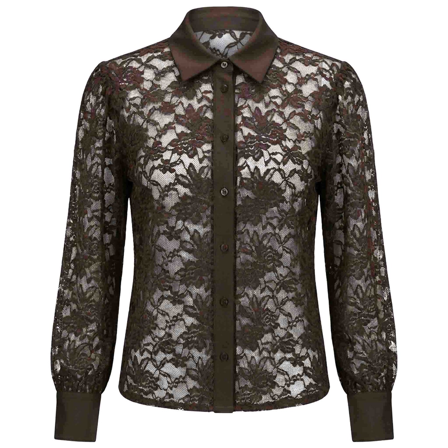 Only-M Lace Blouse Dark Brown | Tall