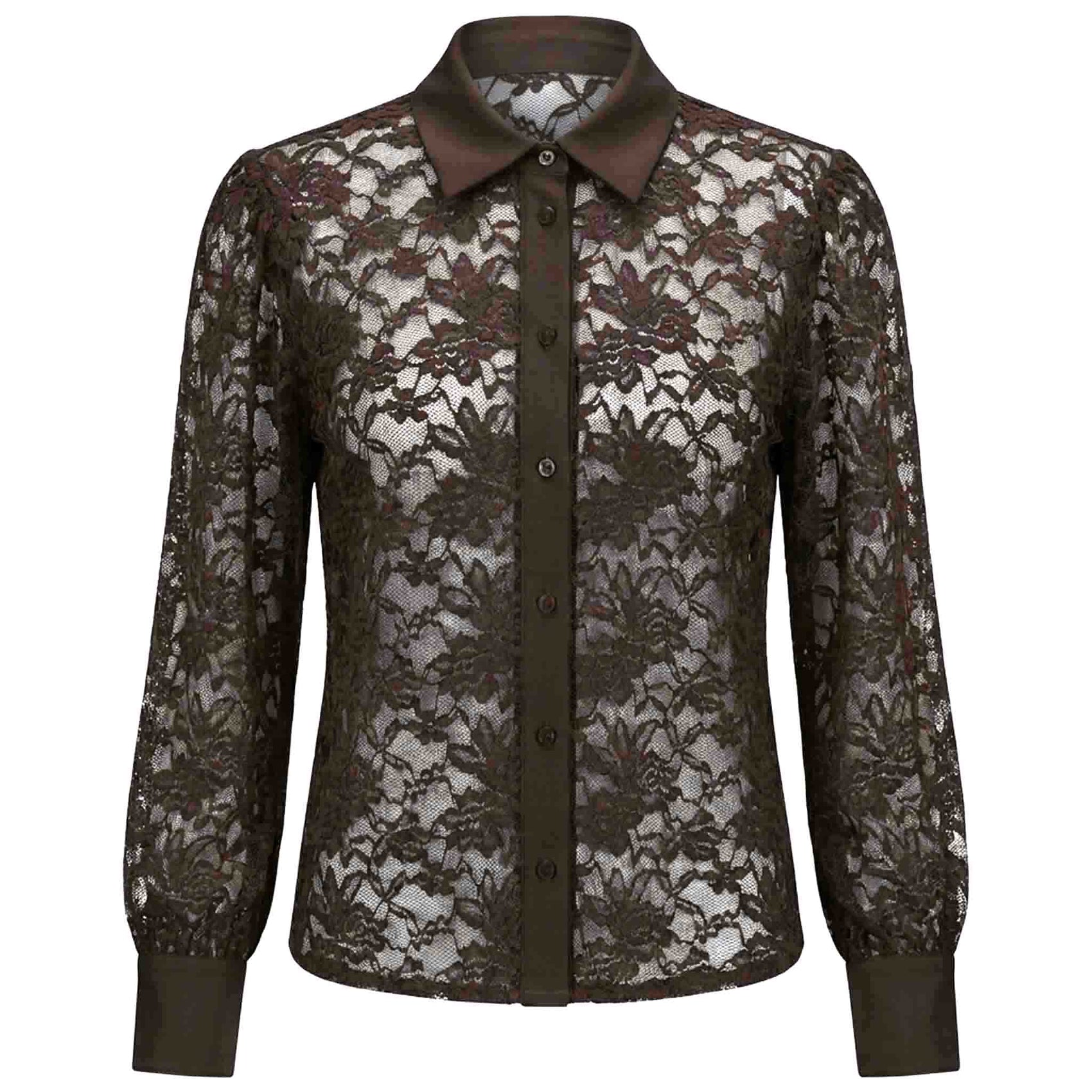 Only-M Blouse Kant Donkerbruin | Tall