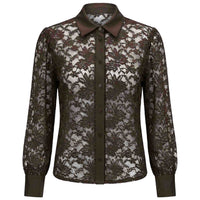 Only-M Blouse Kant Donkerbruin | Tall