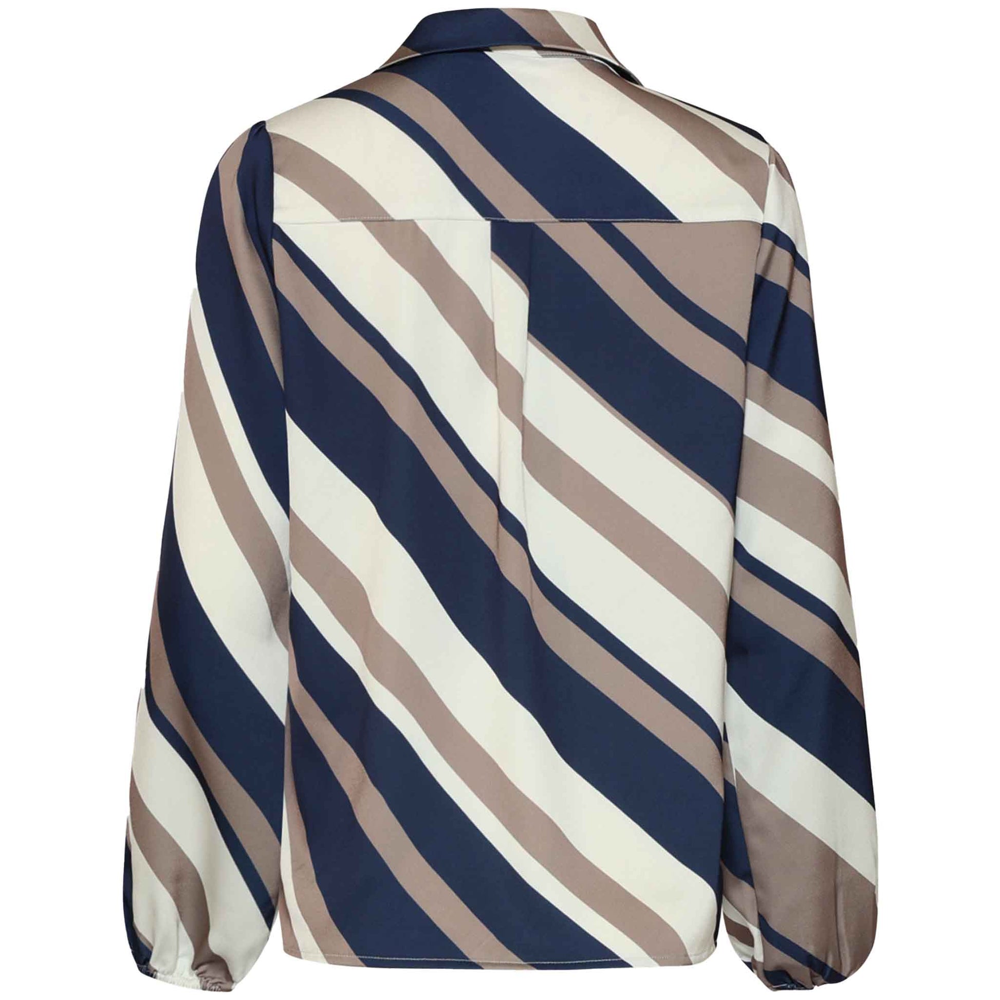 Smashed Lemon Blouse Streep Donkerblauw – achterzijde – kleding voor lange vrouwen