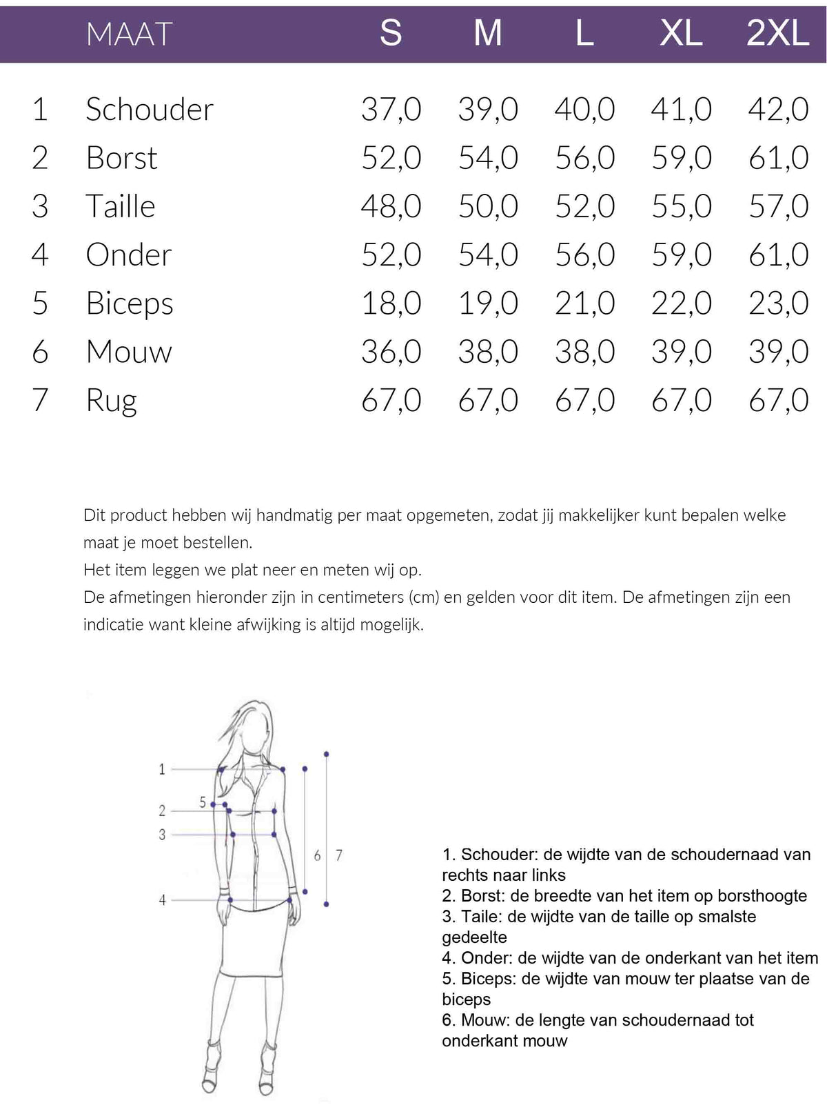 Maattabel ICNK Blouse Nadine | Tall