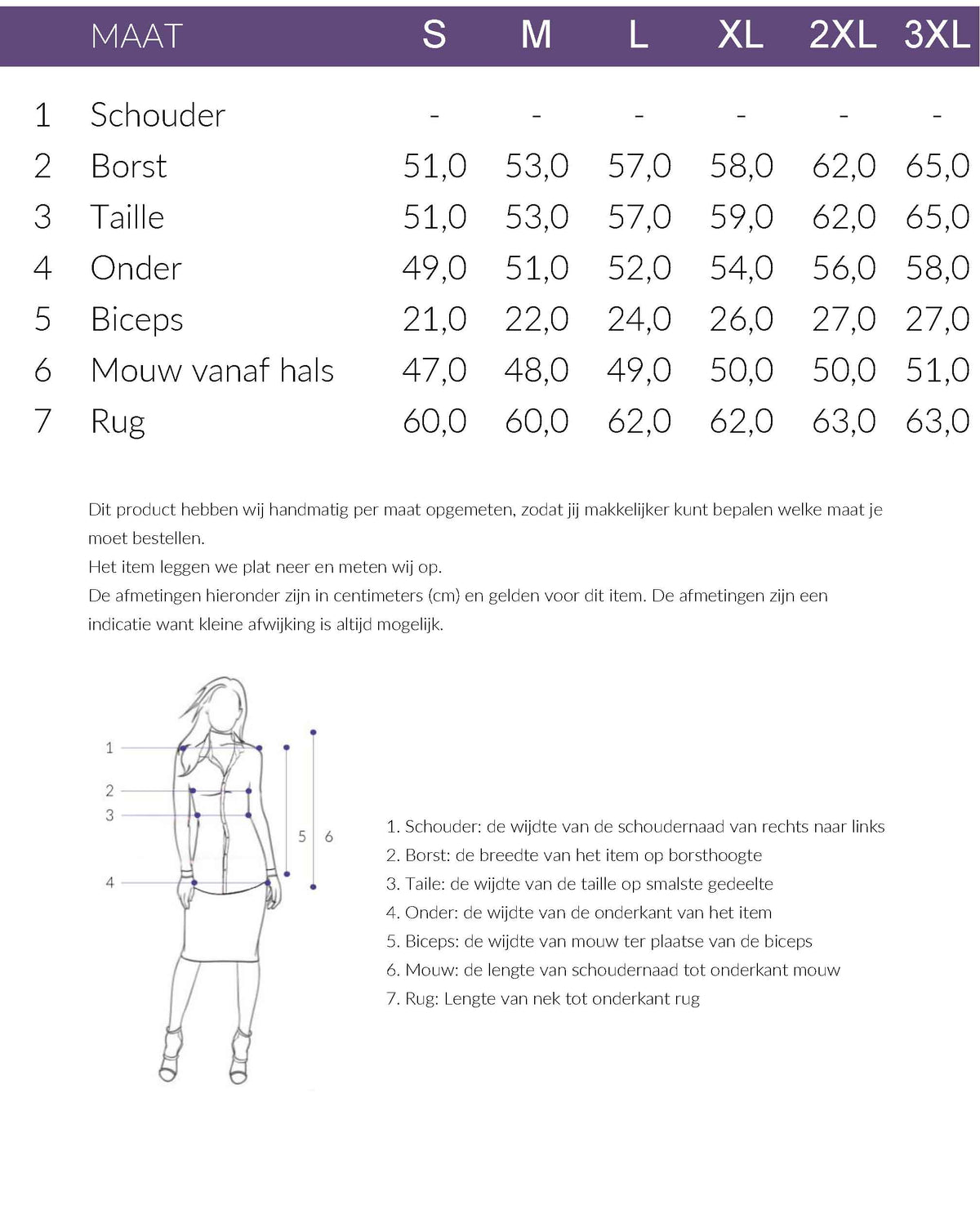 Maattabel ICNK Blouse Nicci | Tall