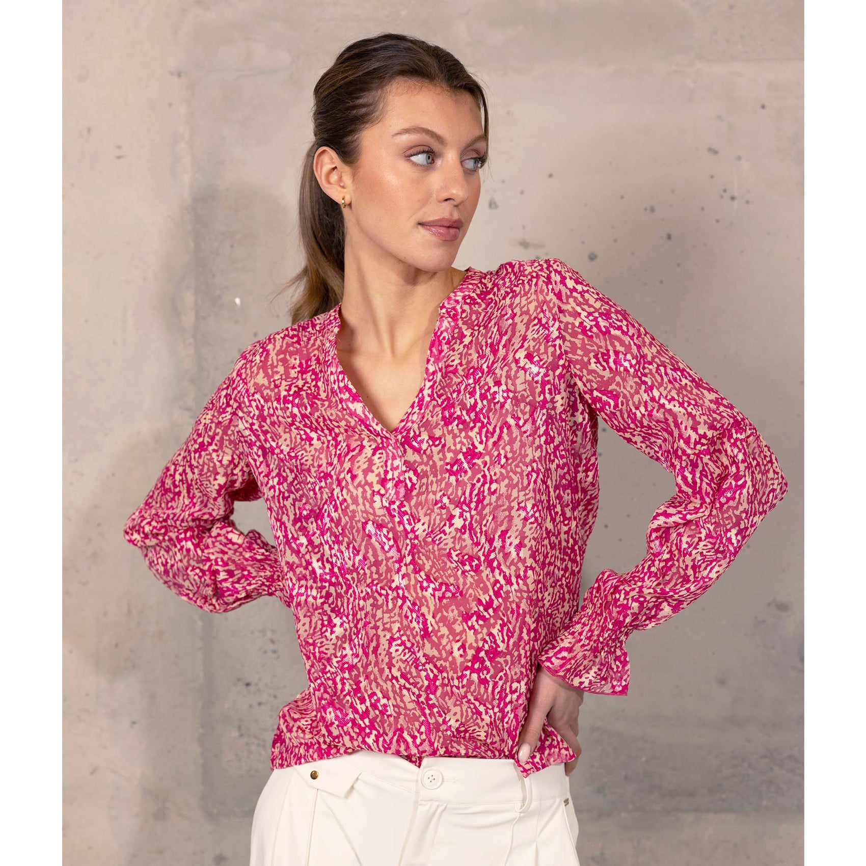 Tall Kimara Blouse Thesa Fuchsia - lange vrouwen