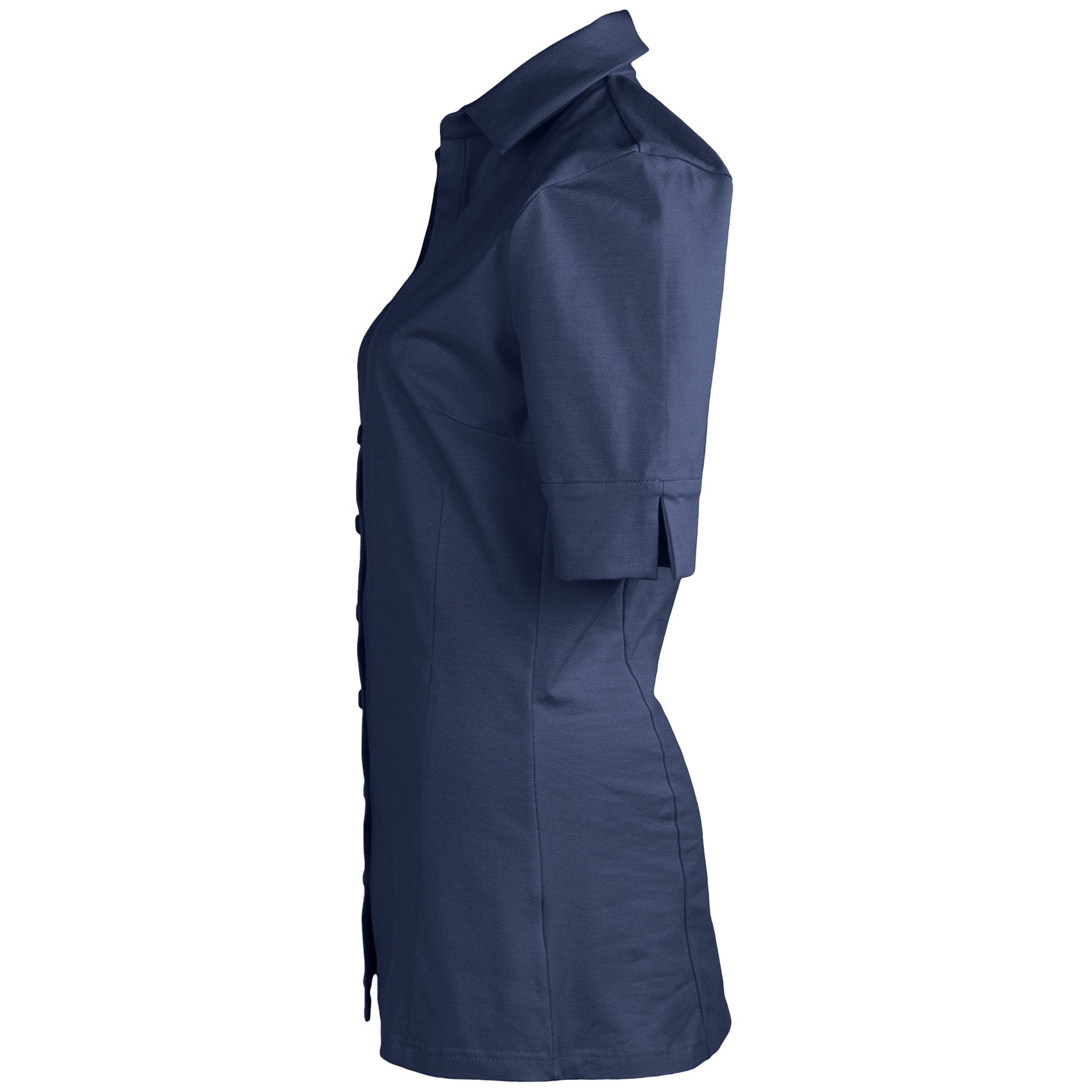 Longlady Blouse Daan Donkerblauw, kleding voor lange vrouwen, zijaanzicht