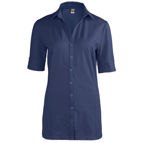 Longlady Blouse Daan Donkerblauw, tall kleding voor lange vrouwen