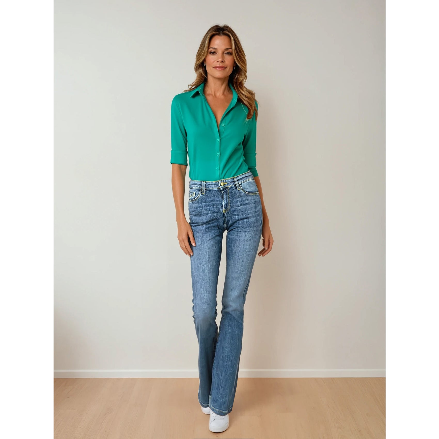 Longlady Blouse Daan Emerald, tall kleding voor lange vrouwen