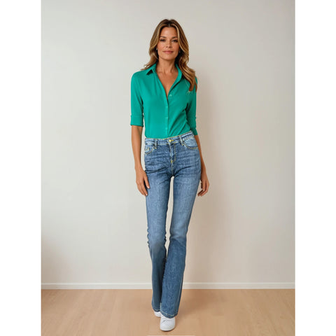 Longlady Blouse Daan Emerald, tall kleding voor lange vrouwen