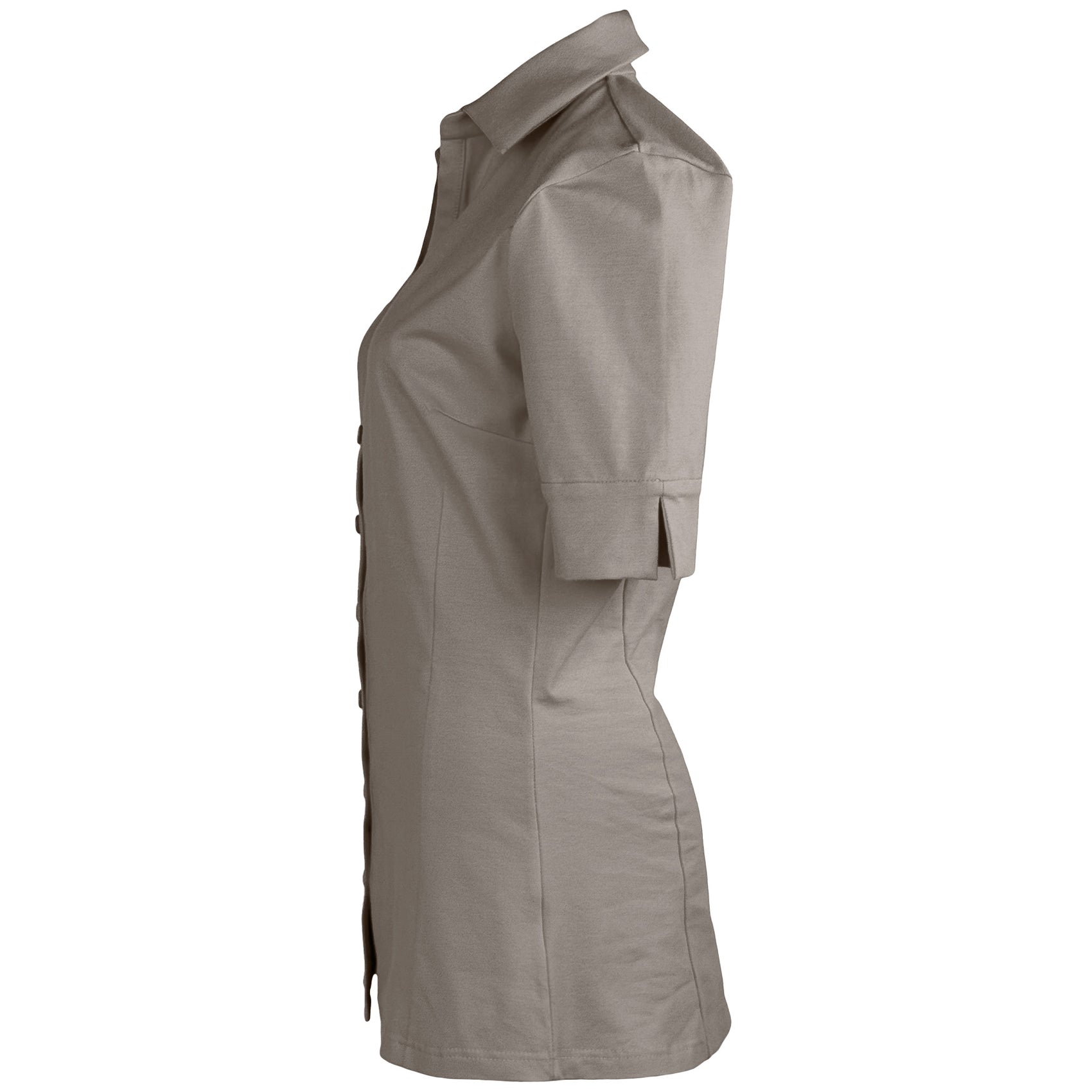 Longlady Blouse Daan Taupe, kleding voor lange vrouwen, zijaanzicht