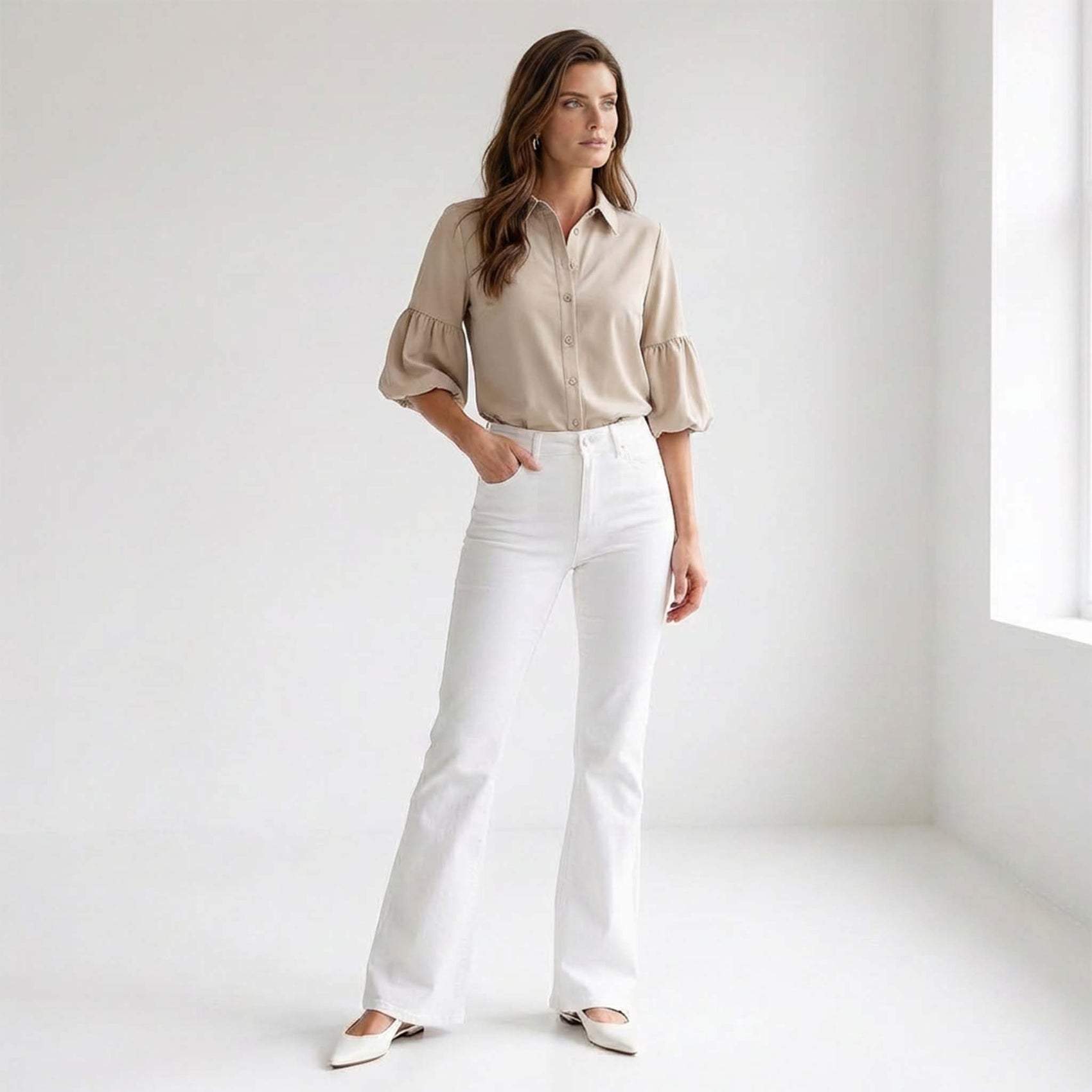 Longlady Bluse Dara Hellbeige | Tall