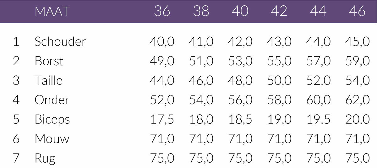 Maattabel Longlady Blouse Darien Zwart | Tall