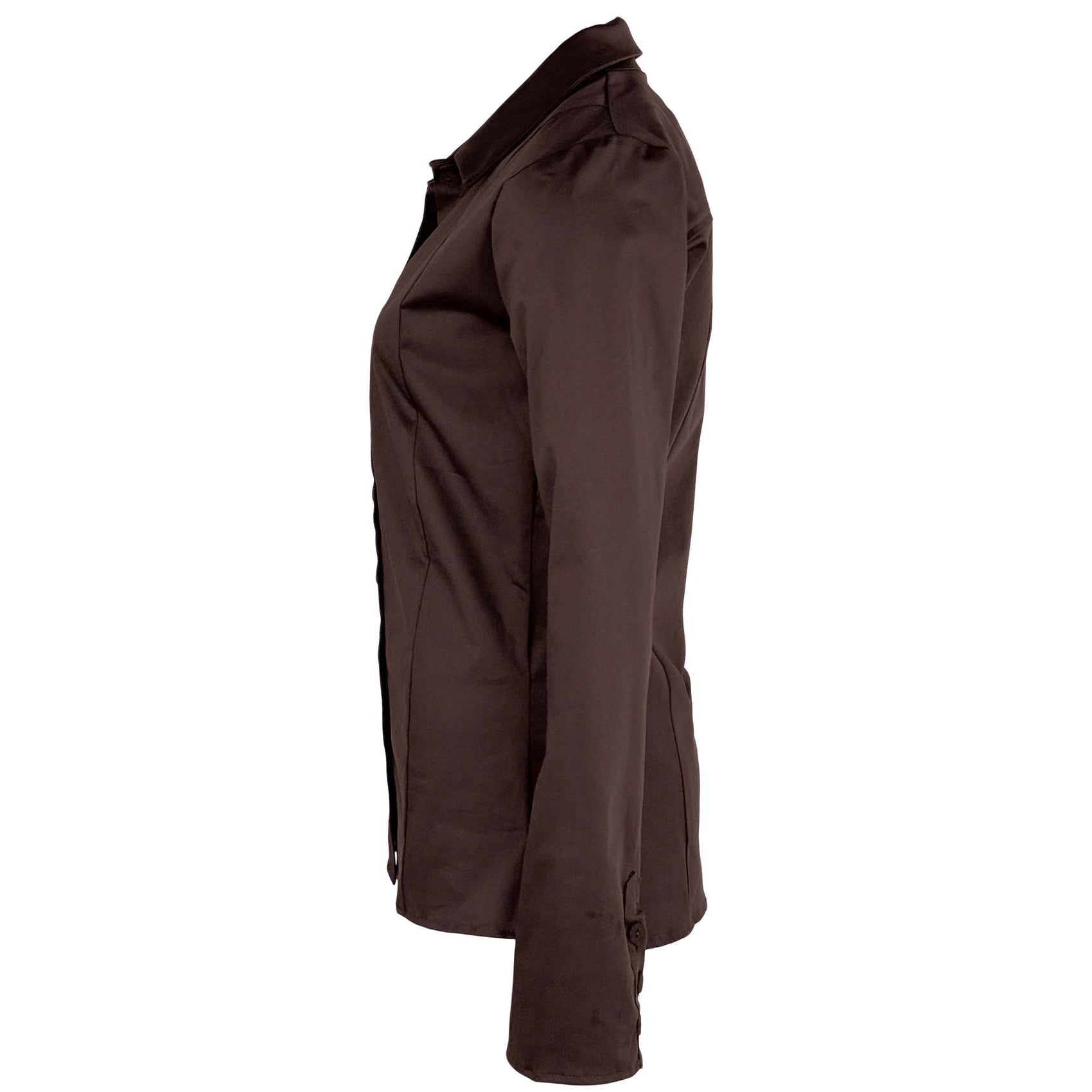Longlady Blouse Dienne Donkerbruin, kleding voor lange vrouwen, zijaanzicht