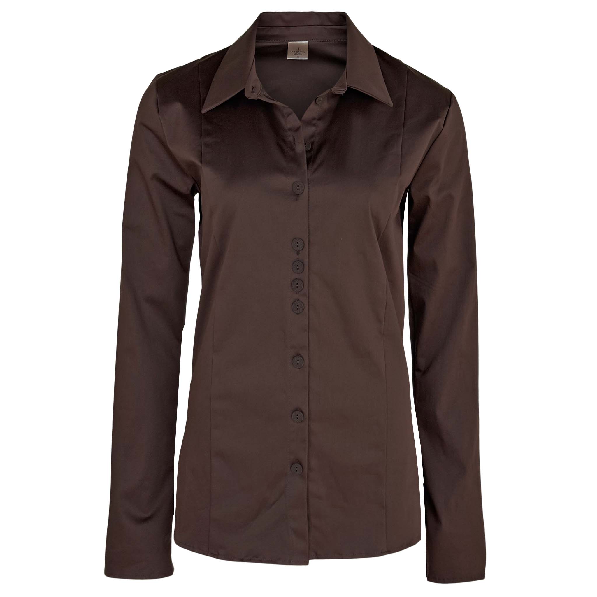 Longlady Blouse Dienne Donkerbruin, tall kleding voor lange vrouwen