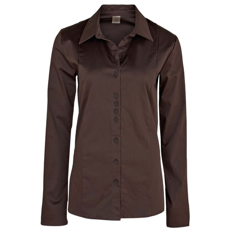 Longlady Blouse Dienne Donkerbruin, tall kleding voor lange vrouwen