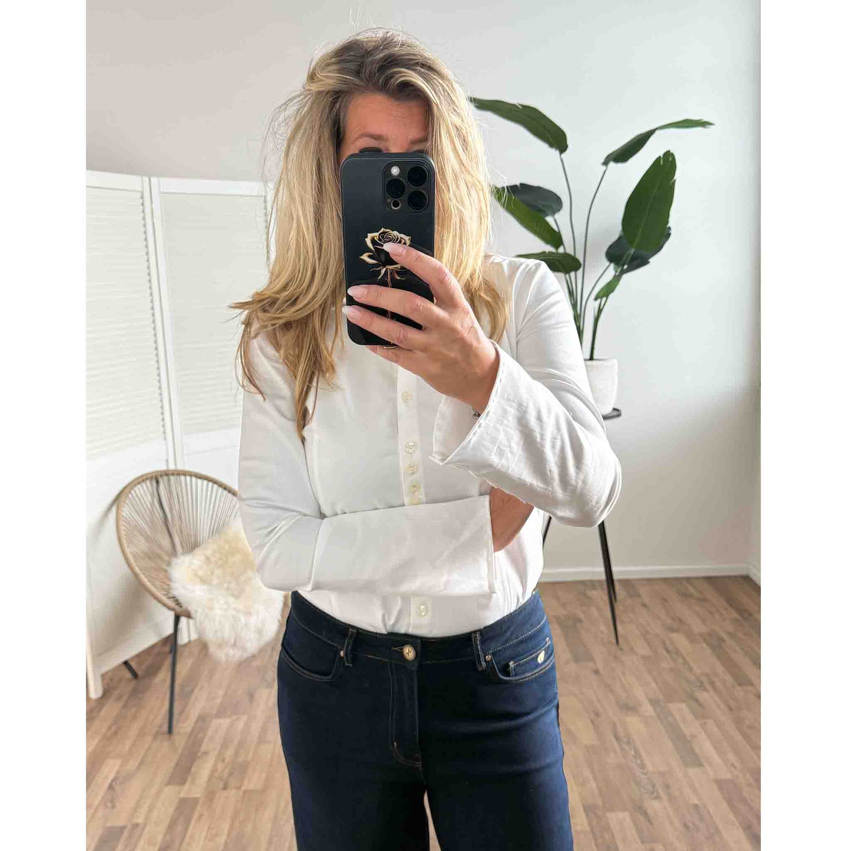 Longlady Blouse Dienne Offwhite, tall kleding voor lange vrouwen